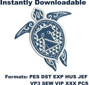 Tribal Sea Turtle Embroidery Design